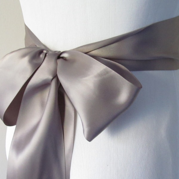 Metal Gray Ribbon Sash / Double Face Sash  Ribbon / DIY sash /  Ribbon Sash