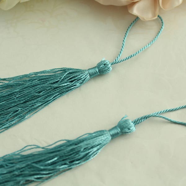 Turquoise Polyester Tassel with Fringe / TASL01-01