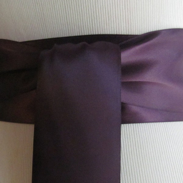 Eggplant Double Face Sash  Ribbon /  Ribbon Sash / 12ft sash / 9ft sash / 6ft sash