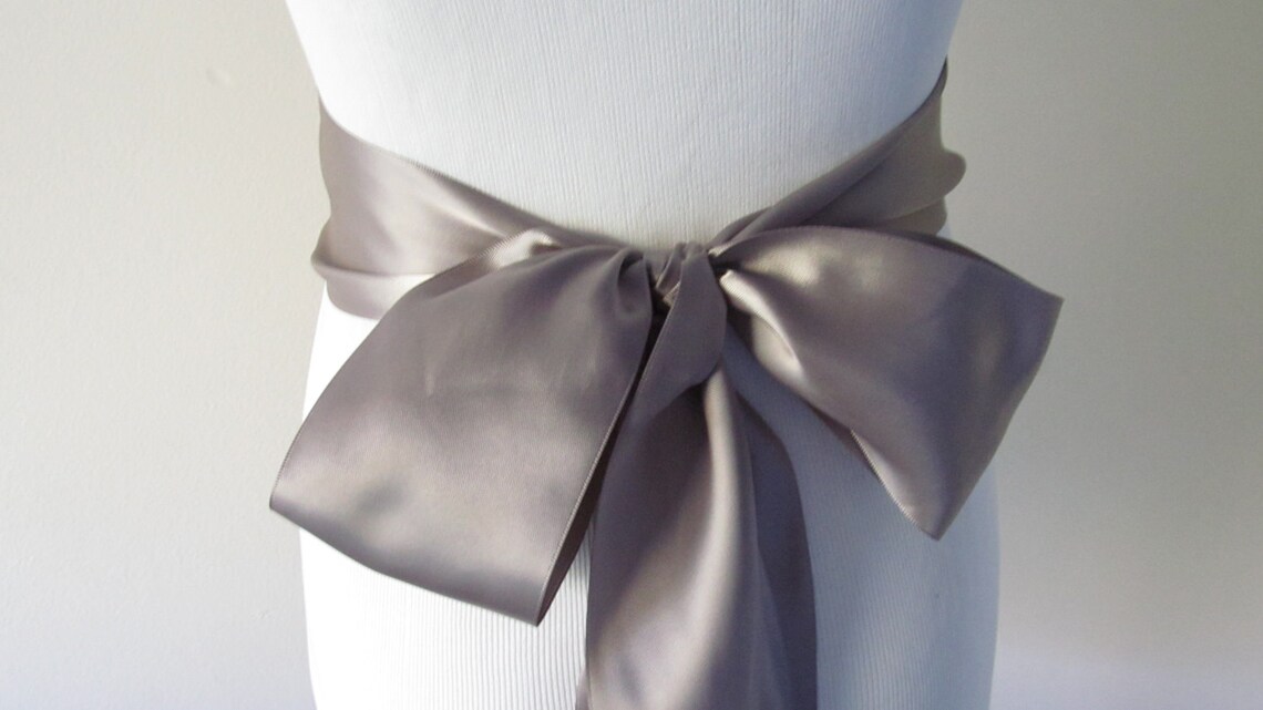 Metal Gray Ribbon Sash / Double Face Sash Ribbon / DIY Sash / | Etsy