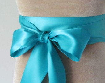 Tornado Blue Bridal Sash / Double Face Sash  Ribbon /  Ribbon Sash /  DIY sash