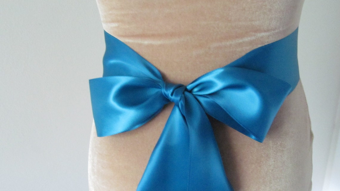 Bahama Blue Bridal Sash / Double Face Sash Ribbon / Ribbon Sash / DIY ...