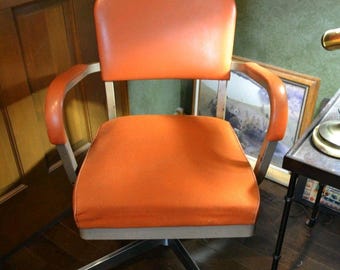 MCM 60s Vintage Office Chair Orange Swivel Industrial Design All-Steel