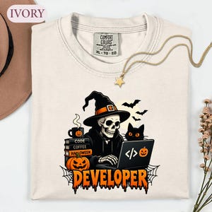 Halloween-Entwickler-Shirt, lustiges Skelett-Programmierer-T-Shirt, Herbstgeschenk für Programmierer