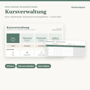 Anwesenheitsliste Excel für Kurse | Kursverwaltung, Teilnehmerliste, Kursgebühren bezahlt/offen | Kursleiter Yoga, Musik, Nachhilfe Bild 5
