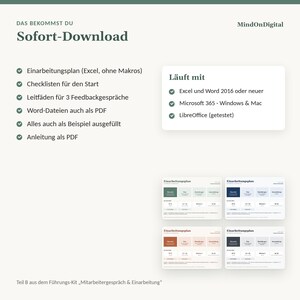 Peut inclure: Un kit d'int&eacute;gration num&eacute;rique par MindOnDigital comprenant un plan d'int&eacute;gration, des listes de contr&ocirc;le, des guides de feedback et des mod&egrave;les aux formats Excel, Word et PDF. Inclut la compatibilit&eacute; Microsoft 365, Windows, Mac et LibreOffice.