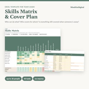 Skills Matrix Template Excel | Training Matrix & Cover Plan, Employee Training Tracker, Cross Training | Team Lead, No Macros image 1