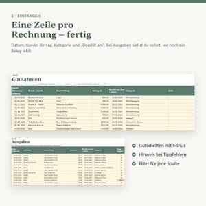 Einnahmen-Übersicht Excel Kleinunternehmer Paragraf 19 UStG | Grenzwerte 25000 und 100000 Euro mit Ampel | Nebenerwerb, ohne Makros Bild 3