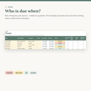 One on One Meeting Template for Managers | Excel Tracker for 1:1 Check-ins, Action Items and Goals | Team Leader, No Macros image 2