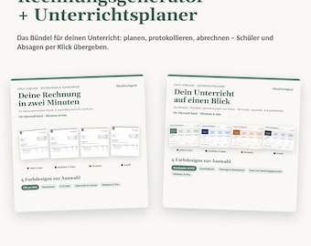 Excel Template Set for Music Teachers and Tutors | Invoice Template § 19 UStG + Lesson Planner | Windows & Mac