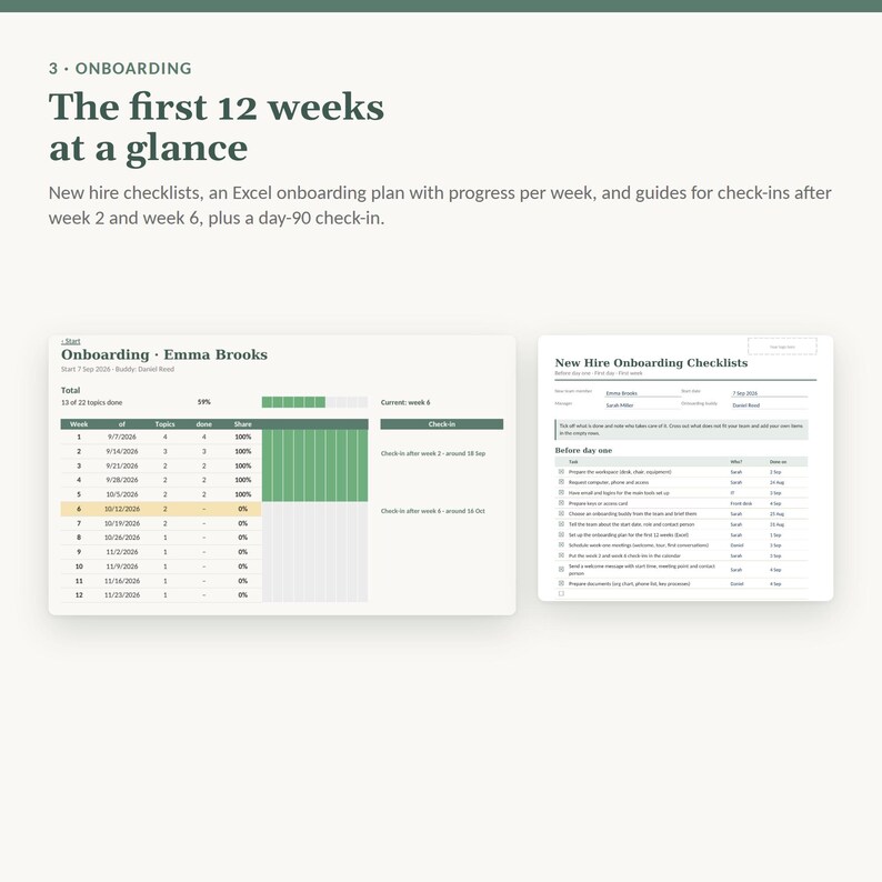 Sjablonen voor functioneringsgesprekken en onboarding van medewerkers in het Engels | Prestatiebeoordeling, onboarding, checklist | Word, Excel, A4 en US Letter afbeelding 4