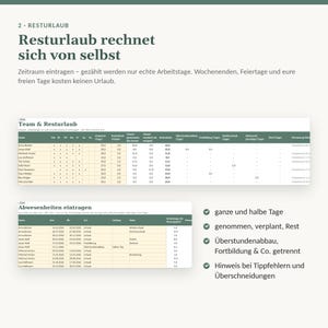 Vacation Planner 2027 Excel for Teams | Public Holidays in all 16 German States | Remaining Vacation Days, Half Days | No Macros Required image 3