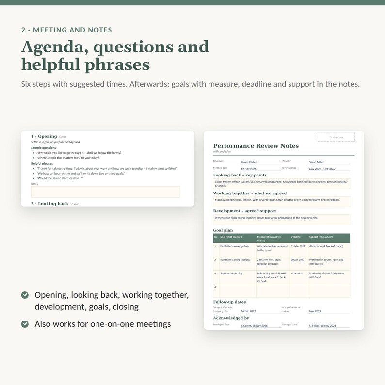 Sjablonen voor functioneringsgesprekken en onboarding van medewerkers in het Engels | Prestatiebeoordeling, onboarding, checklist | Word, Excel, A4 en US Letter afbeelding 3