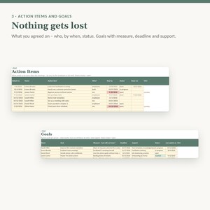 One on One Meeting Template for Managers | Excel Tracker for 1:1 Check-ins, Action Items and Goals | Team Leader, No Macros image 4