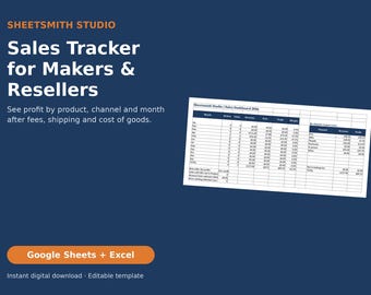 Reseller Spreadsheet, Sales Tracker, Google Sheets & Excel, Online Seller Profit Tracker by Product and Channel, Fees, COGS, Small Business