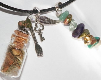 Weight Loss Charm Bottle Amulet Necklace Pagan Wicca Reiki Ritual