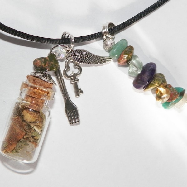 Weight Loss Charm Bottle Amulet Necklace Pagan Wicca Reiki Ritual