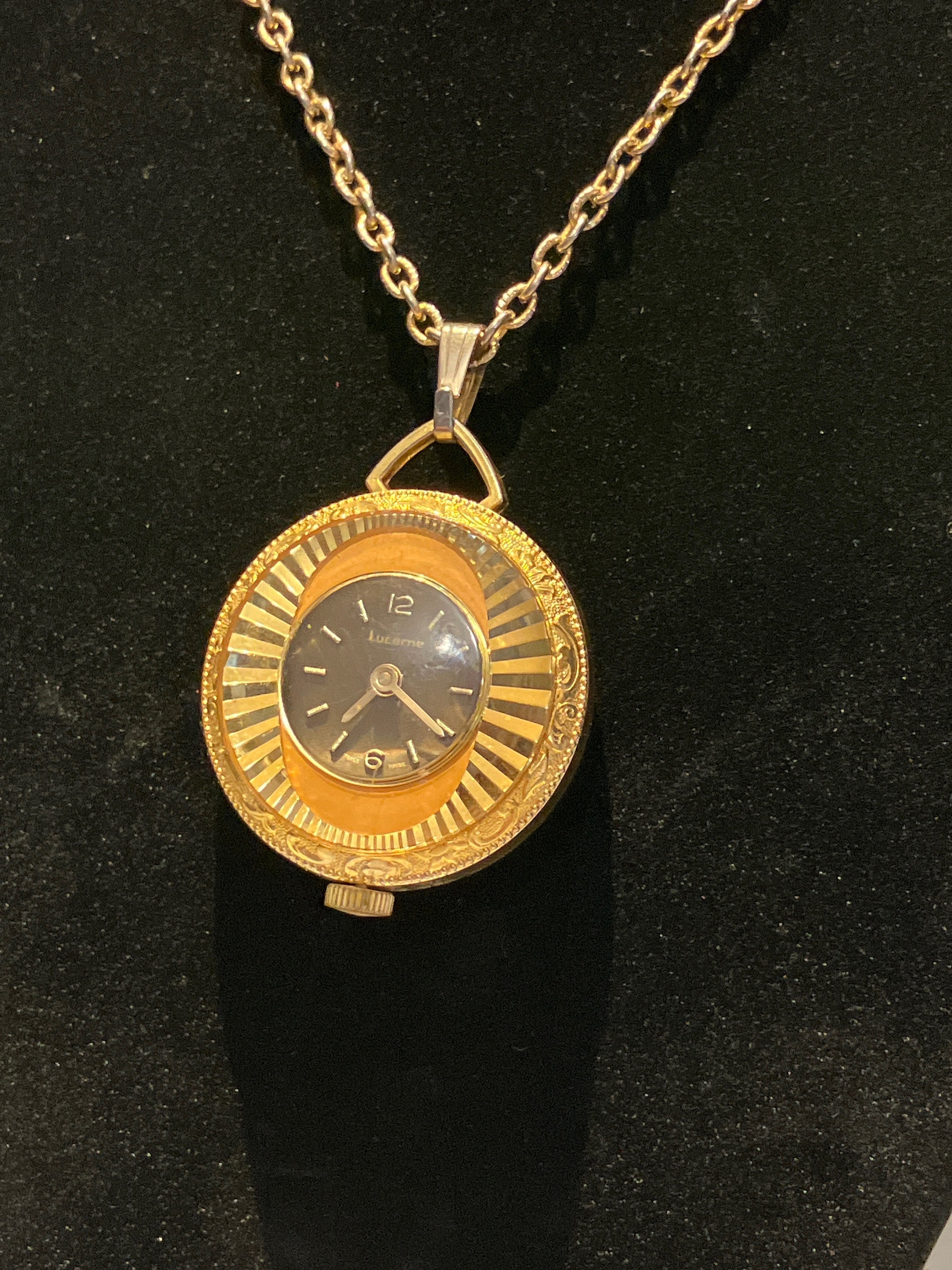 Vtg LUCERNE Watch Pendant Necklace SWISS Made Needs Serviced or Battery  Jewelry | eBay