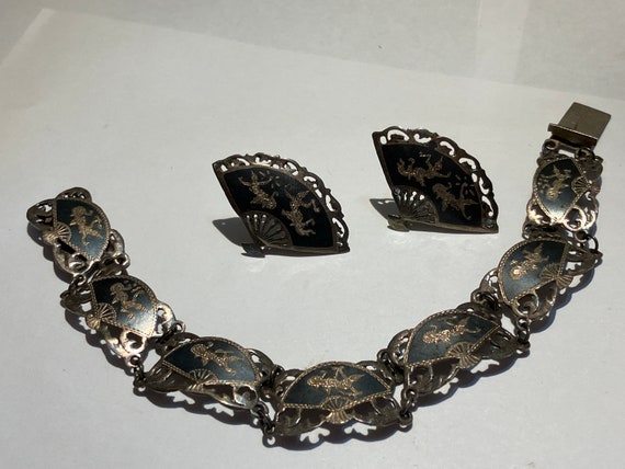 Antique Sterling Silver Siam Nielloware Jewelry S… - image 7