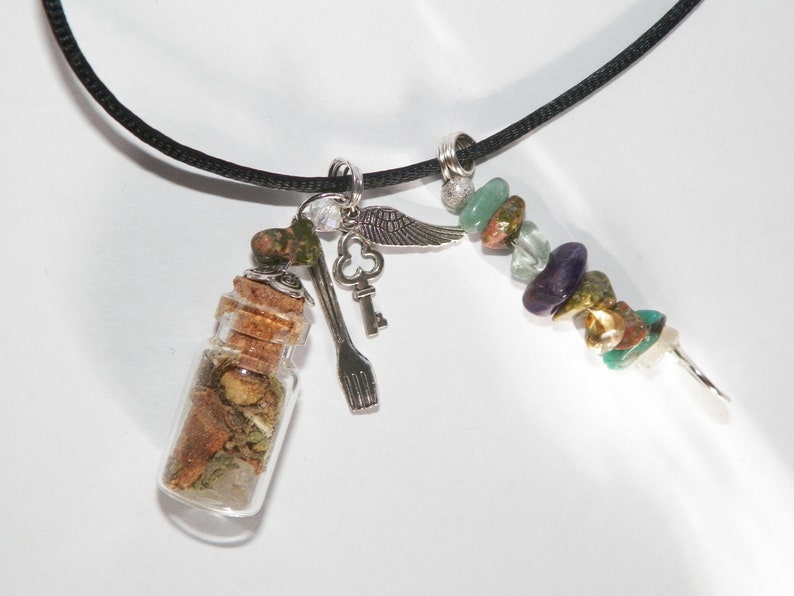 Weight Loss Charm Bottle Amulet Necklace Pagan Wicca Reiki Ritual image 1