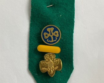 Vintage Girl Scout Pins 1980s on original felt badge