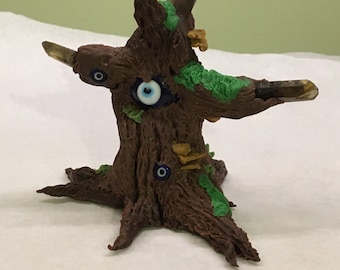 Wicked Weird Ward Evil Eye & Smoky Quartz Tree Sculpture Standing Ward OOAK First Edition