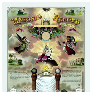 Masonic Record Emblematische Geschiedenis van F & A.M. MASONS VRIJMETSELARIJ Vintage Digitaal Geremasterde Printable Digital Download in twee maten