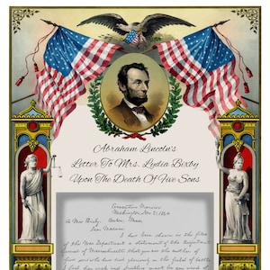 Carta del Presidente Abraham Lincoln a la Sra. Lydia Bixby sobre la muerte de 5 Hijos Guerra Civil Bellas Artes Impresión DIGITAL DESCARGAR DIGITAL DESCARGAR