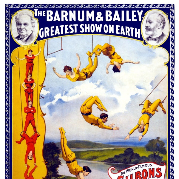 Barnum & Bailey Circus - Silbons Aerial Act Trapeze Late 19th Early 20th Century  - Digitally Remastered Print DIGITAL DOWNLOAD