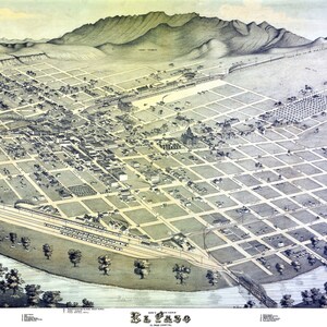 El Paso Texas 1886 Vogelperspektive Panoramakarte digital remastered Poster digitaler Download