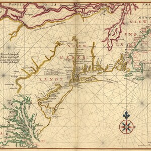 1639 Nederlandse KAART van de Nieuwe Wereld DIGITALE DOWNLOAD Zeer Vroege Kaart van Koloniaal Amerika
