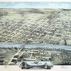 WACO TEXAS 1873 Vogelperspektive Panoramakarte digital remastered Poster digitaler Download