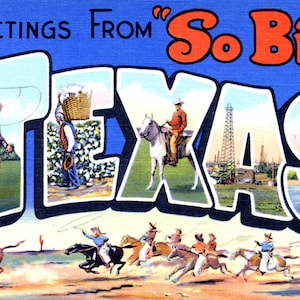 Vier verschiedene TEXAS große Brief Gruß Postkarte Digital Download druckbare Bilddateien