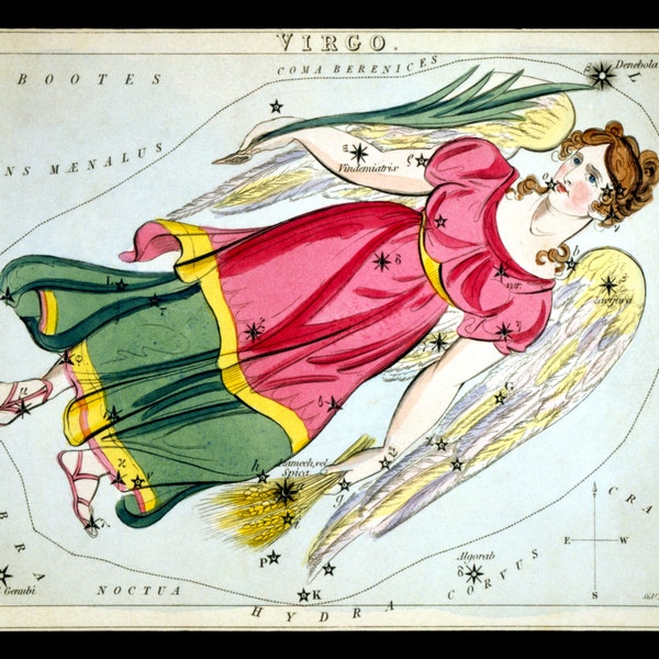 VIRGO August September Constellation ZODIAC Star Chart ASTRONOMY Astrology Digitally Remastered Fine Art Print / Poster Digital Download