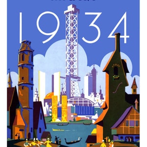 CHICAGO TRAVEL POSTER 1934 World's Fair Digitally Remastered Fine Art Print / Poster Digital Download