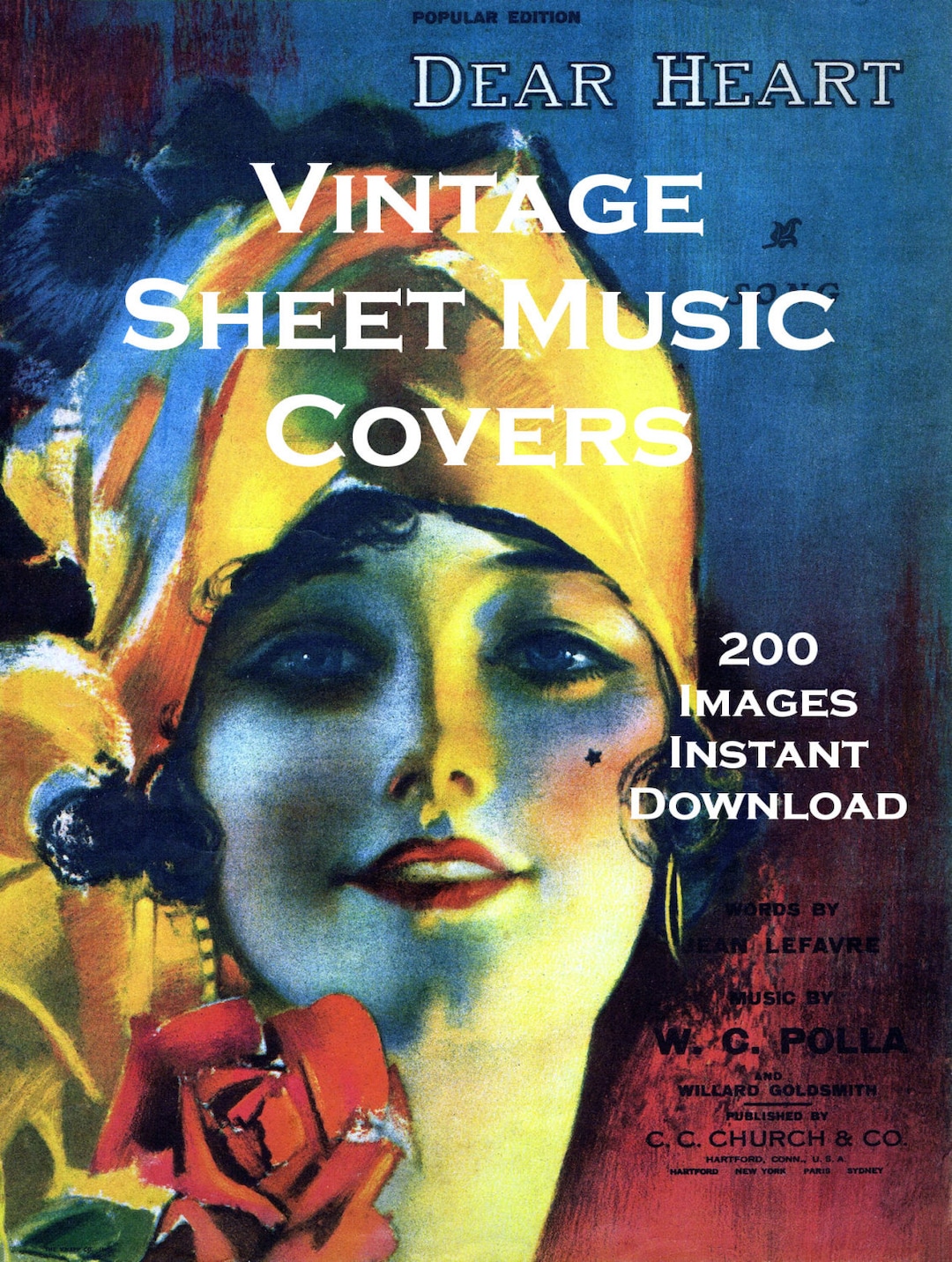 Vintage Sheet Music Covers Collection DIGITAL DOWNLOAD 200 Images of