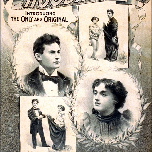 Harry HOUDINI  Bessie HOUDINI Theater Advertisement Poster - Digitally Remastered Fine Art Print Digital Download