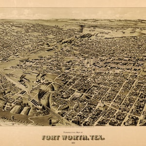 Fort Worth Texas 1891 Vogelperspektive Panoramakarte digital remastered Poster digitaler Download