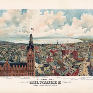 Milwaukee Wisconsin 1898 Vogelperspektive Panoramakarte digital remastered Poster digitalherunterladen