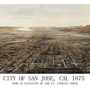 San Jose Kalifornien 1875 Vogelperspektive Panoramakarte digital remastered Poster digitaler Download