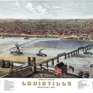 Louisville Kentucky 1876 Vogelperspektive Panoramakarte digital remastered Poster digitalherunterladen