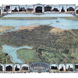 Oakland California 1900 Vogelperspektive Panoramakarte digital remastered Poster digitaler Download