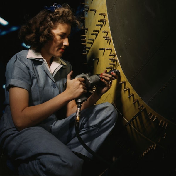 The REAL Rosie The Riveter WWII Photo - Digitally Remastered War Propaganda Print Digital Download Imprimable