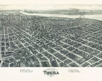 HISTORIX Vintage 1918 Tulsa Oklahoma Map Poster