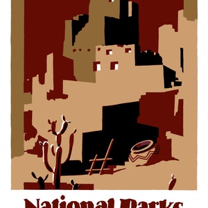 Nuevo México - Pueblos del Suroeste Vintage Travel Art Print - Digitally Remastered Fine Art Print / Poster Digital Descargar