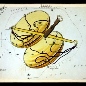 LIBRA September October Constellation ZODIAC Star Chart ASTRONOMY Astrology Digitally Remastered Fine Art Print / Poster Digital Download
