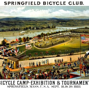 1883 Springfield, MA Bicycle Club Bicycle Camp- Digitally Remastered Fine Art Print / Poster Digital Download