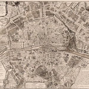 Plano de PARIS França 1705 Mapa antigo remasterizado digitalmente pôster download digital