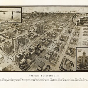 HOUSTON TEXAS 1912 Vogelperspektive Panoramakarte digital remastered Poster digitaler Download