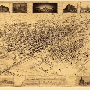 Denver Colorado 1881 Vogelperspektive Panoramakarte digital remastered Poster digitalherunterladen